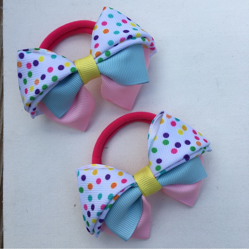 2 pcs Hair Ponytail Grosgrain Handmade For girl spring